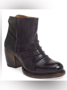 Bed Stu Arcane Boots Womens Sz 6.5 Gray Leather Ankle Zip Ruched Distressed Boho